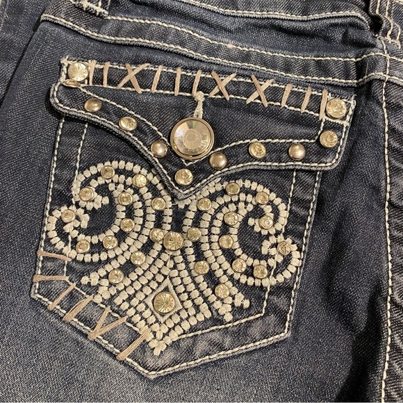 L.A Idol Denim Jeans blingy rhinstone pockets size women’s 29/34 - Picture 6 of 9